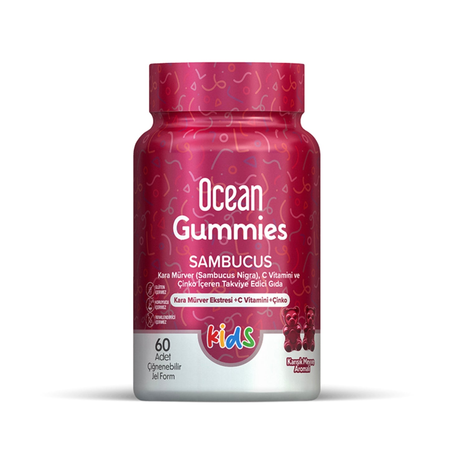 Orzax Ocean Gummies Sambucus Kids Takviye Edici Gıda 60 Adet Çiğnenebilir Jel Form