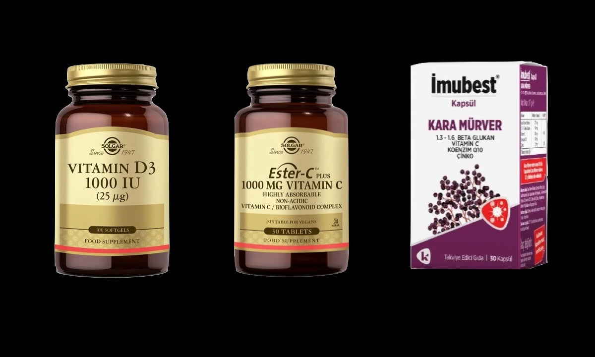 Bağışıklık Güçlendirme Paketi: Vitamin D3, Ester C Plus ve Sambucus Kapsülleri