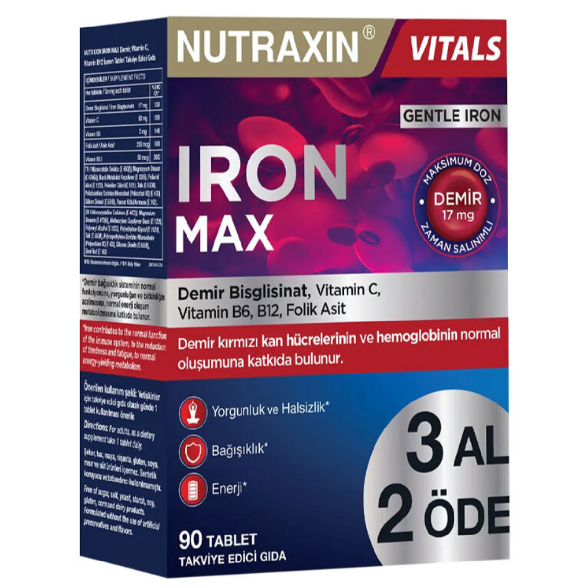 Nutraxin Iron Max Takviye Edici Gıda 90 Tablet - 3 al 2 Öde