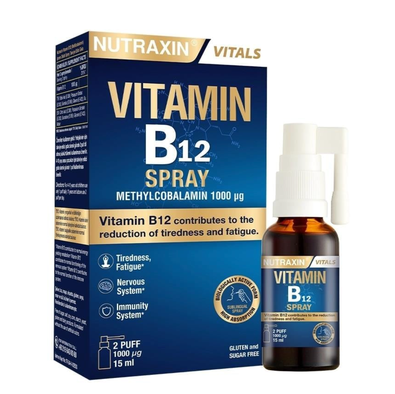 Nutraxin Vitamin B12 1000 mcg Dil Altı Sprey 15 ml